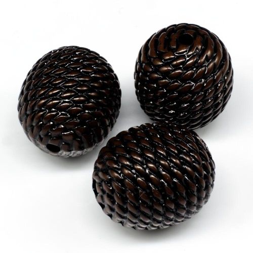 Acrylic Rope Beads Rice 22mm 6pcs Brown for jewellery making