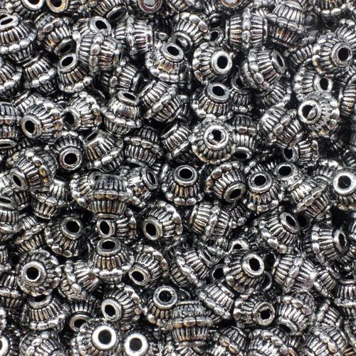 Acrylic Antique Silver Ridge Tube 6mm 50pcs for jewellery making