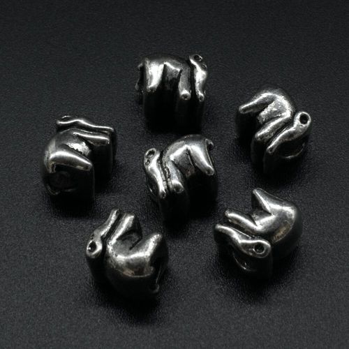 Ant. Silver Charm Bead Elephant 11mm Large Hole 1pc for jewellery making