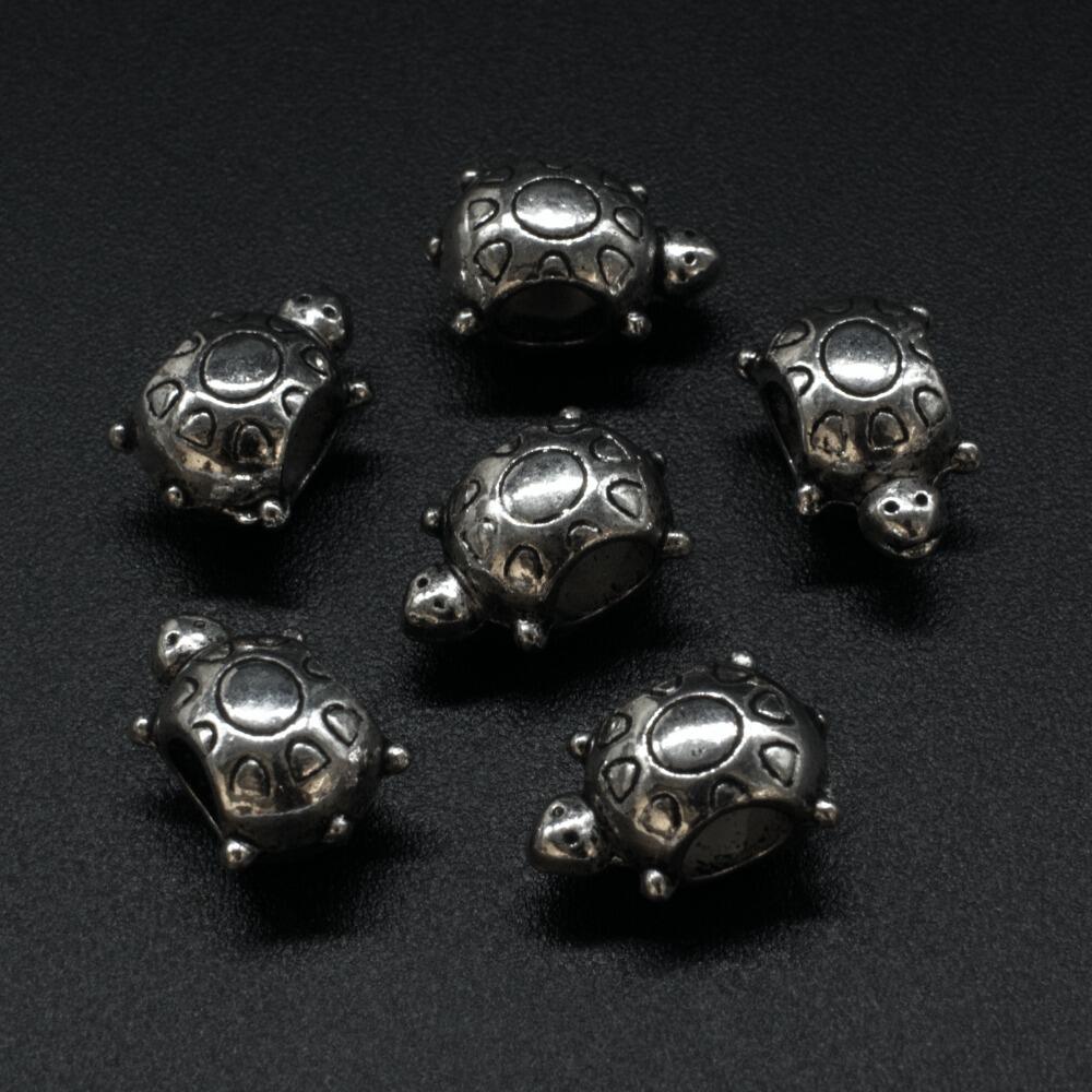 Ant. Silver Charm Bead Tortoise 14mm Large Hole 1pc for jewellery making