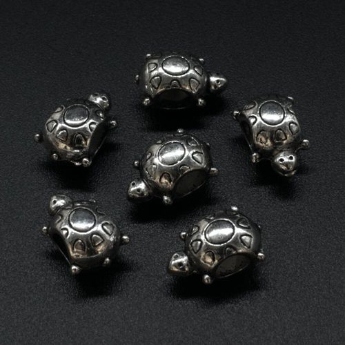 Ant. Silver Charm Bead Tortoise 14mm Large Hole 1pc for jewellery making