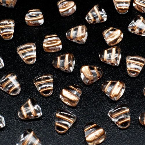 Czech glass Rulla beads bit czech glass beads 30pcs - crystal copper lined — two-hole beads for jewelry making and bead weaving