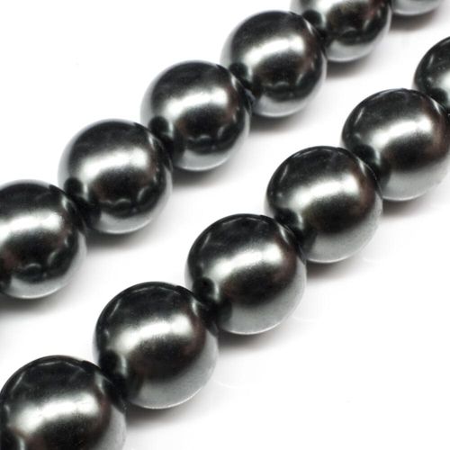 Glass Pearl Round Beads 16mm Dark French Grey for jewellery making