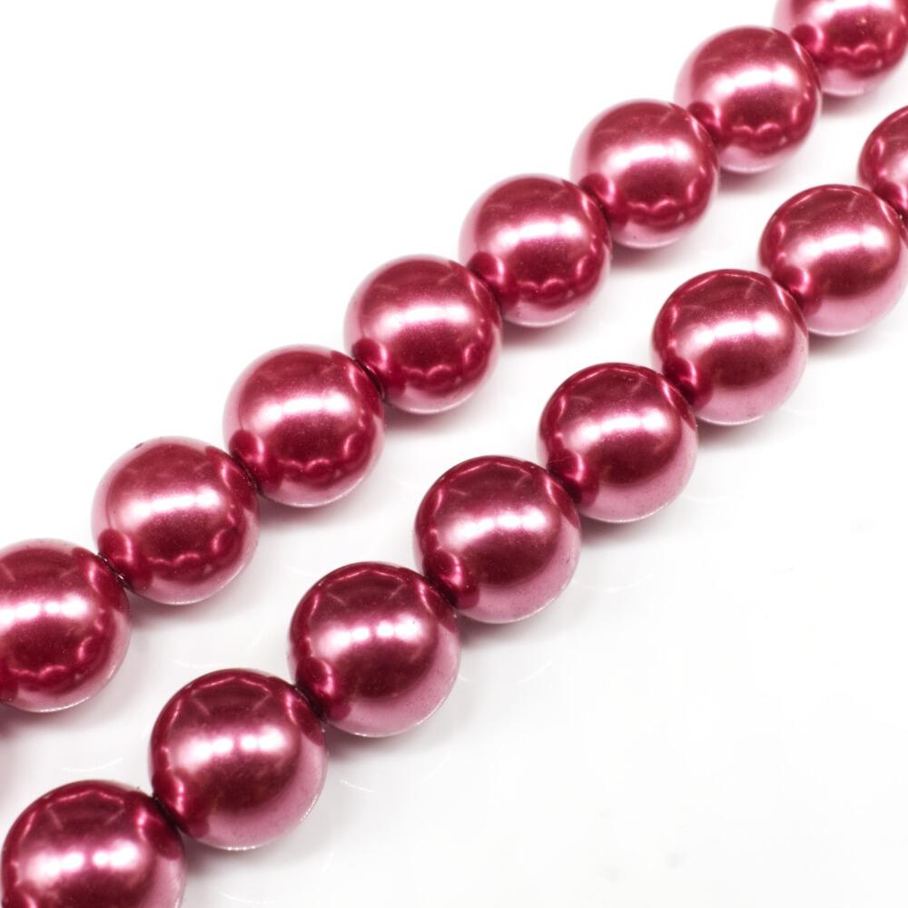 Glass Pearl Round Beads 12mm Dark Watermelon for jewellery making