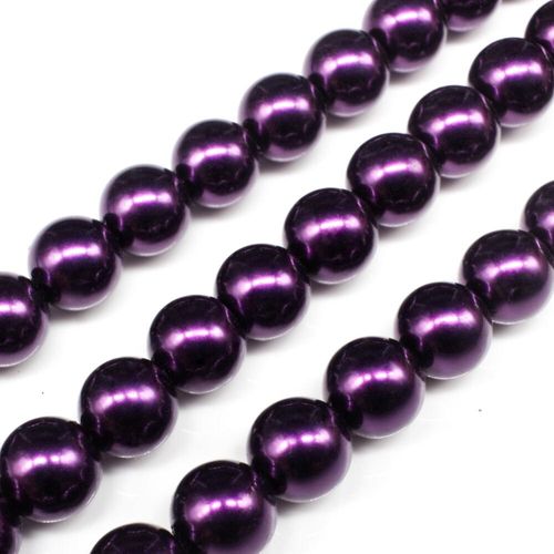 Glass Pearl Round Beads 10mm Dark Mulberry for jewellery making