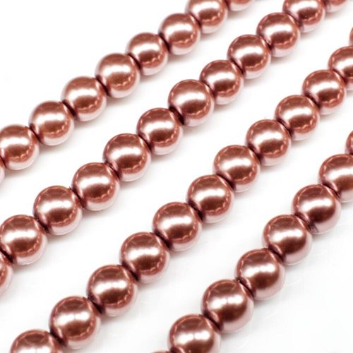 Glass Pearl Round Beads 6mm Light Indian Pink for jewellery making