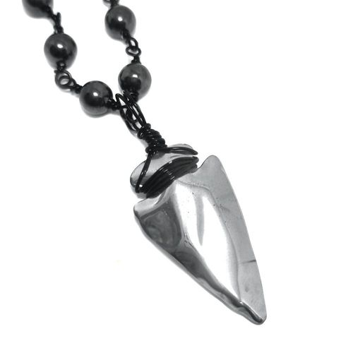 Hematite Arrow on Rosemary Chain silver jewelry making kit — DIY set with beads and instructions for creating handmade jewelry