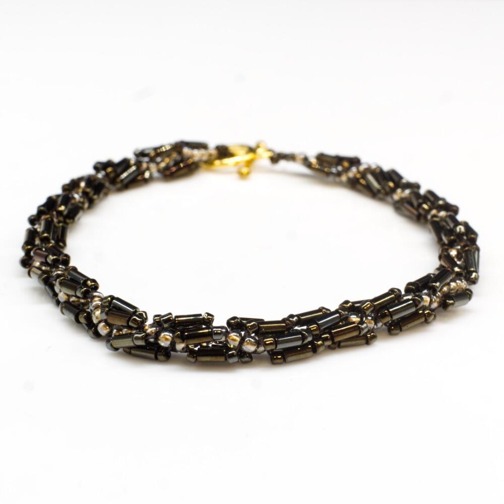 Helix Bugle Bracelets (6) black diamond bracelet making kit — DIY set with beads and instructions for creating handmade jewelry