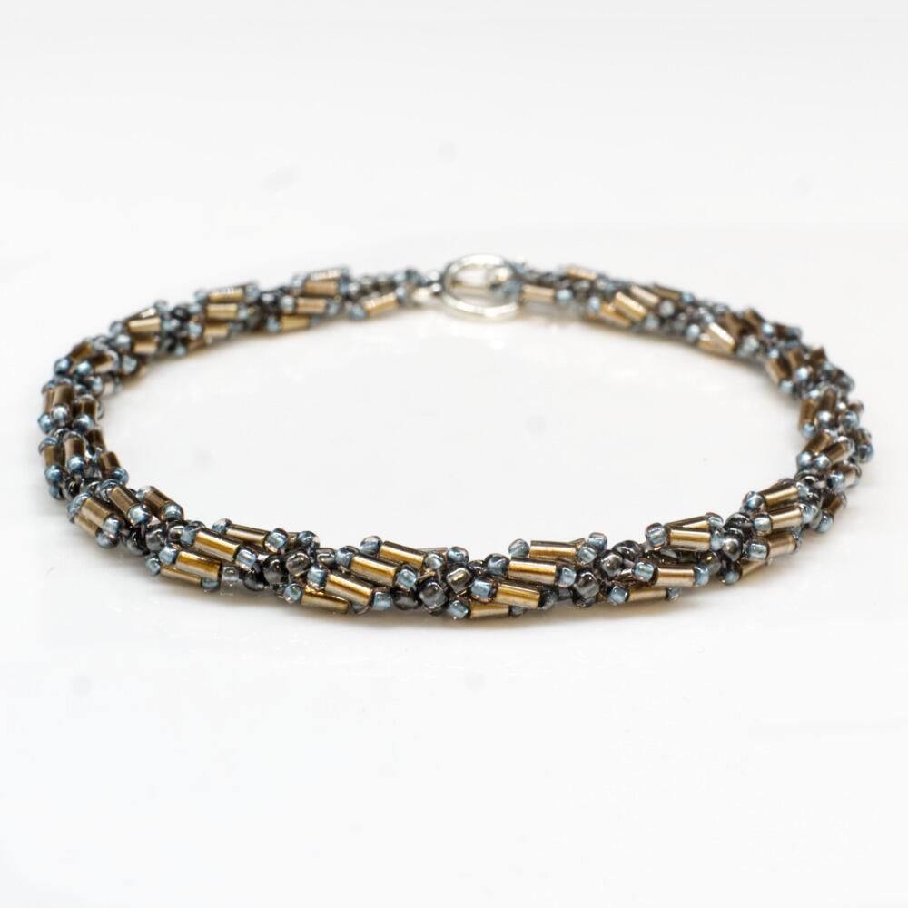 Helix Bugle Bracelets (6) gun metal bracelet making kit — DIY set with beads and instructions for creating handmade jewelry
