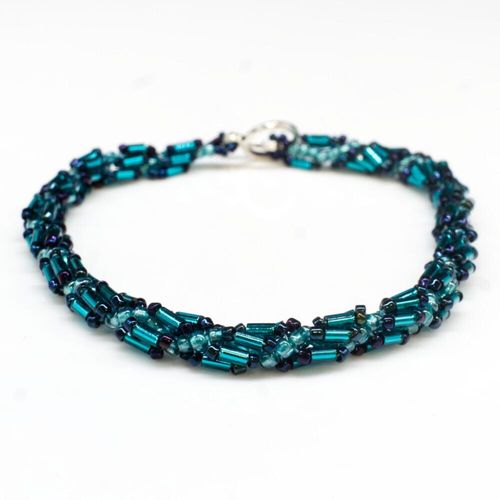 Helix Bugle Bracelets (6) teal bracelet making kit — DIY set with beads and instructions for creating handmade jewelry