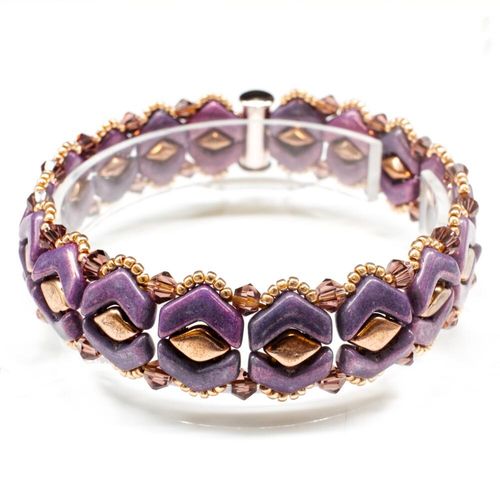 Vee Bead Bracelet copper amethyst bracelet making kit — DIY set with beads and instructions for creating handmade jewelry
