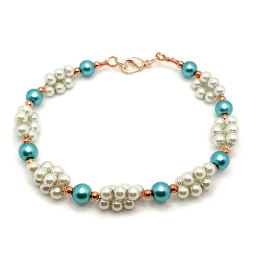 Deborah Cluster Bracelets turquoise & pastel green bracelet making kit — DIY set with beads and instructions for creating handmade jewelry