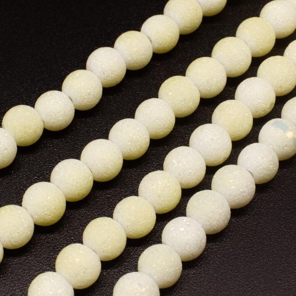 Druzy Round Glass Beads 6mm Yellow for jewellery making