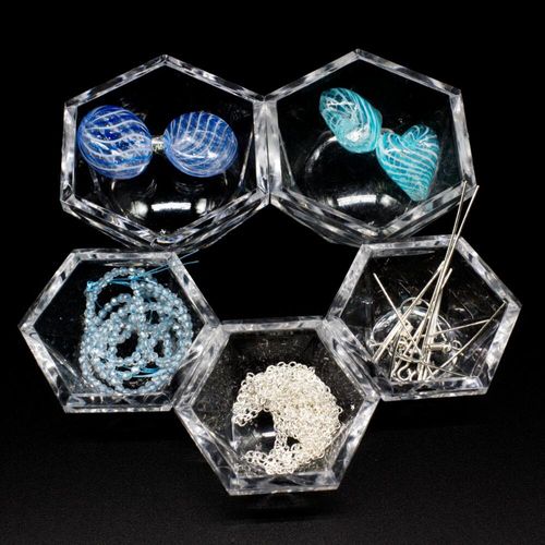 Hollow Glass Earrings aqua & blue earring making kit — DIY set with beads and instructions for creating handmade jewelry