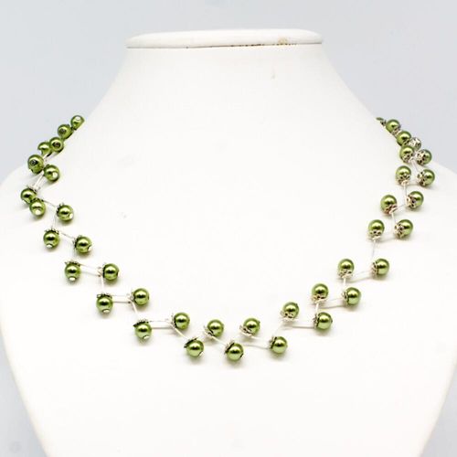Glass Pearl Vine Necklace olive necklace making kit — DIY set with beads and instructions for creating handmade jewelry