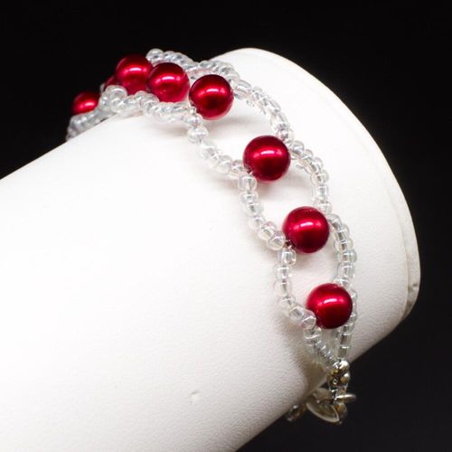 Layla Bracelet Makes 4 red bracelet making kit — DIY set with beads and instructions for creating handmade jewelry