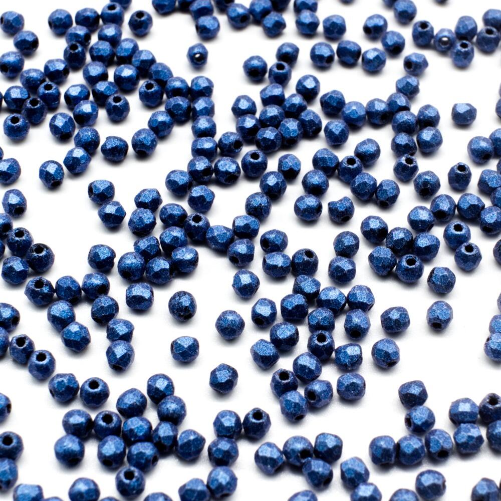 2mm Czech glass fire polished faceted beads met. suede blue — pack of 100, high-quality faceted beads perfect for jewelry making and bead…