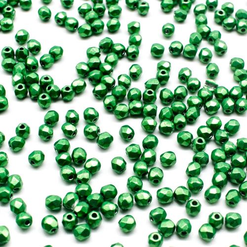 3mm Czech glass fire polished faceted beads metallic kale — pack of 100, high-quality faceted beads perfect for jewelry making and beadwo…