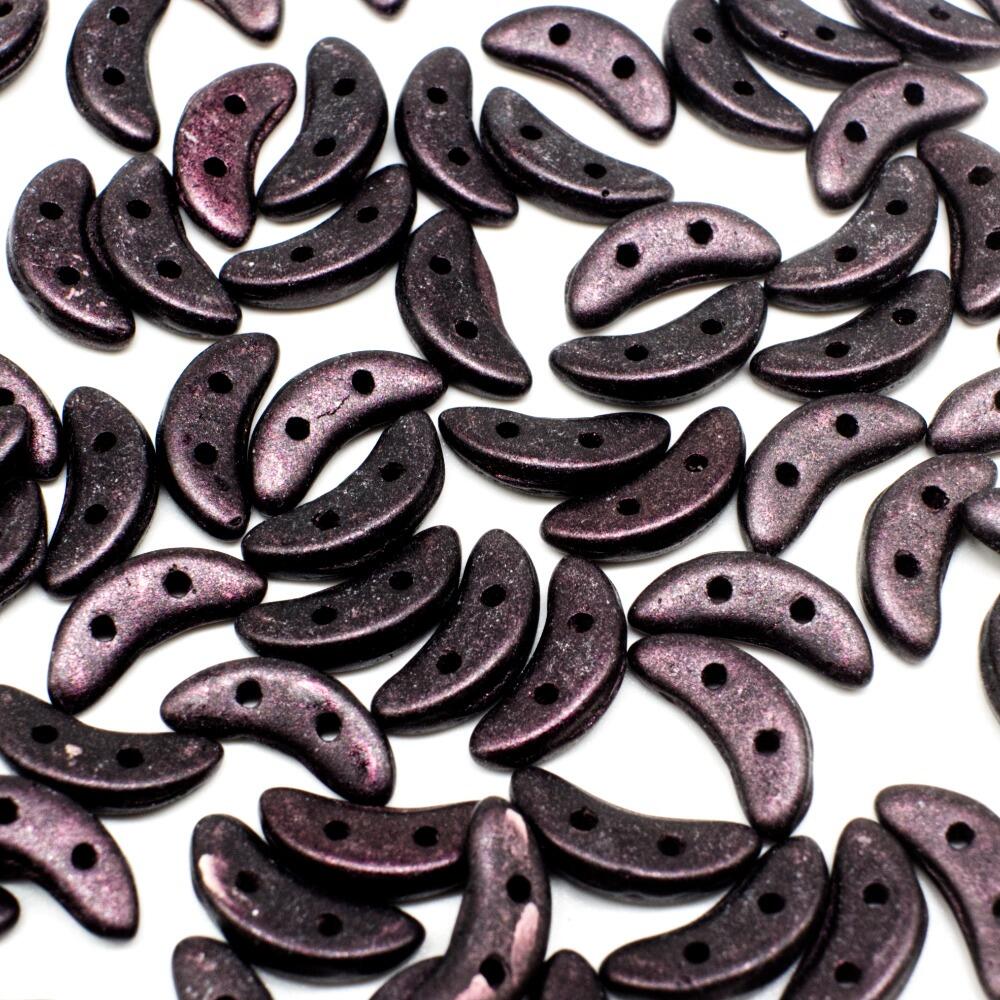 10mm Czech glass glass beads metallic suede dark plum — pack of 7, high-quality two-hole beads ideal for jewelry making, bead weaving, an…