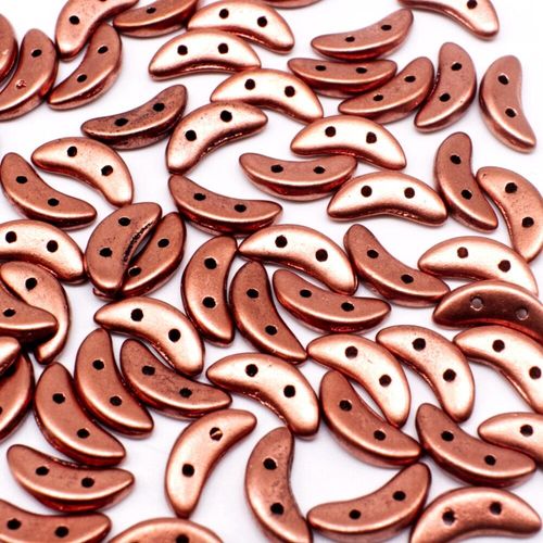 10mm Czech glass glass beads mat metallic bronze copper — pack of 7, high-quality two-hole beads ideal for jewelry making, bead weaving,…
