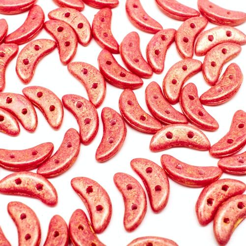 10mm Czech glass glass beads pacifica strawberry — pack of 7, high-quality two-hole beads ideal for jewelry making, bead weaving, and crafts