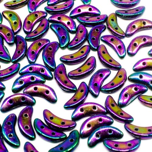 10mm Czech glass glass beads purple iris — pack of 7, high-quality two-hole beads ideal for jewelry making, bead weaving, and crafts
