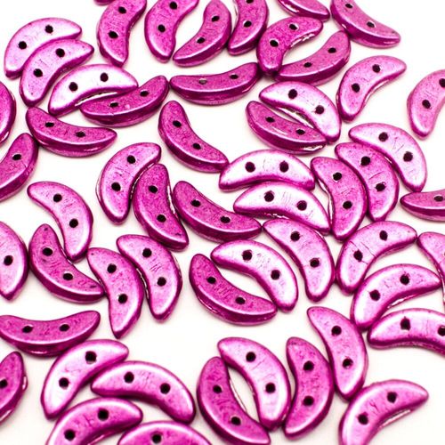 10mm Czech glass glass beads saturated metallic fuchsia — pack of 7, high-quality two-hole beads ideal for jewelry making, bead weaving,…