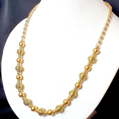 Dawn Caged Bead Necklace antique gold necklace making kit — DIY set with beads and instructions for creating handmade jewelry