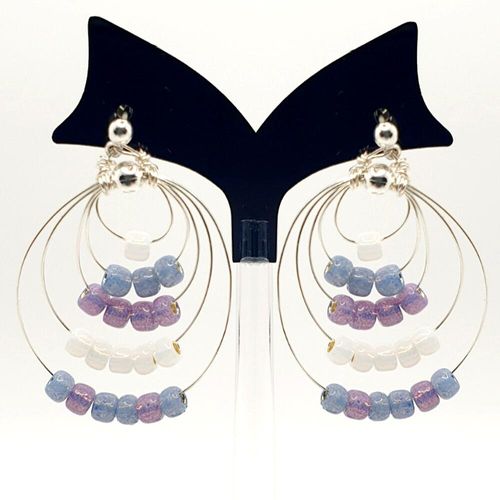 Connie Hoop Earrings 6 Pairs silver colour earring making kit — DIY set with beads and instructions for creating handmade jewelry