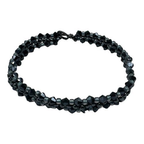 Mia Crystal Bracelet Makes 3 hematite sapphire bracelet making kit — DIY set with beads and instructions for creating handmade jewelry