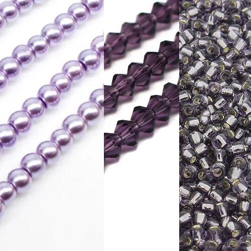 Kassia Diamond Bracelet Makes 2 purple bracelet making kit — DIY set with beads and instructions for creating handmade jewelry