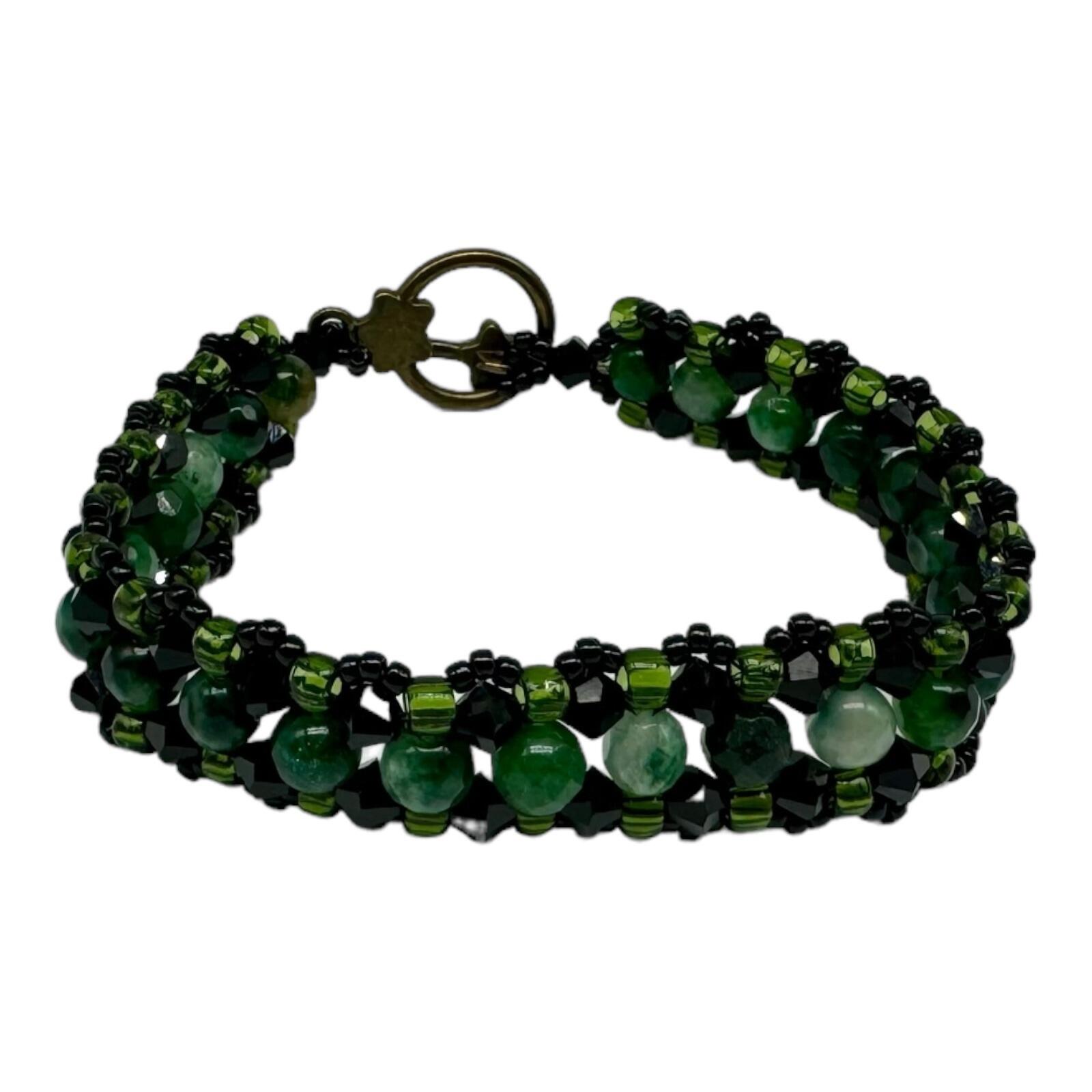 Jocelyn Crystal & Jade Bracelets moss green bracelet making kit — DIY set with beads and instructions for creating handmade jewelry