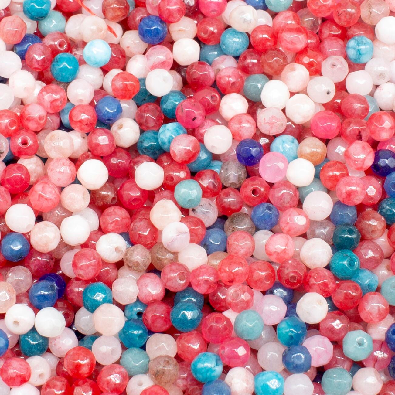 Dyed Jade 4mm Facet Round Beads Mix 95pc Sprinkles pack of 4 for jewellery making