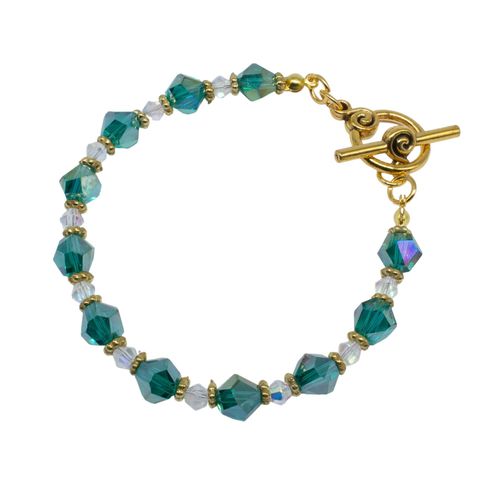 Crystal Nugget Bracelets Makes 3 teal with gold bracelet making kit — DIY set with beads and instructions for creating handmade jewelry