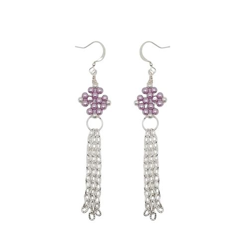 Matilda Pearl Earrings 4 Pair lilac earring making kit — DIY set with beads and instructions for creating handmade jewelry
