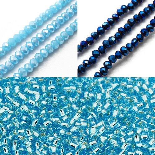 BC 24 WK19 Crystal Flower Bracelet Aqua Iris 3x4mm for jewellery making