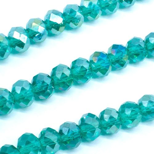 8mm crystal beads green teal ab, pack of 70 — AB finish, faceted for jewelry making and beadwork