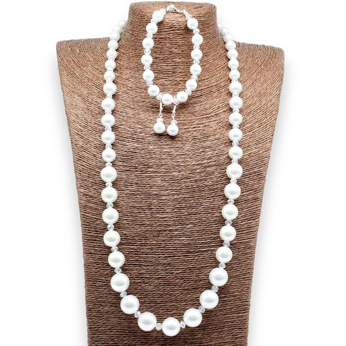 Graduated Pearl & Crystal Jewellery white jewelry making kit — DIY set with beads and instructions for creating handmade jewelry