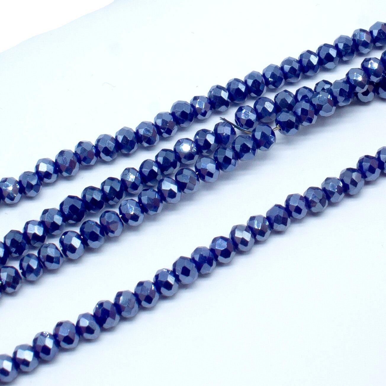 3.5mm crystal beads opal royal blue shimmer, pack of 150 — faceted for jewelry making and beadwork