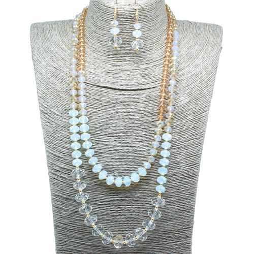 Elenor Double Strand Necklace champagne opal necklace making kit — DIY set with beads and instructions for creating handmade jewelry