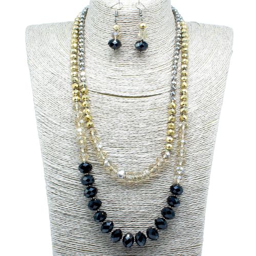 Elenor Double Strand Necklace jet metallic necklace making kit — DIY set with beads and instructions for creating handmade jewelry
