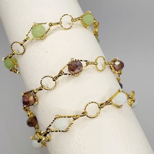 Naomi Diamond Bracelet gold makes 3 (add your clasps) bracelet making kit — DIY set with beads and instructions for creating handmade jew…