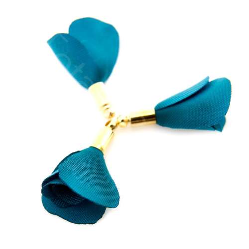 Flower Tassel Rose - Gold Tone Cap Dark Turqoise 5pcs
