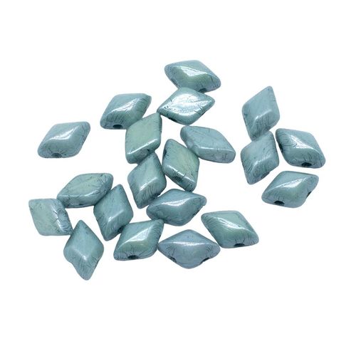 8x5mm 10g Czech glass Rulla beads luster green — two-hole beads for jewelry making and bead weaving