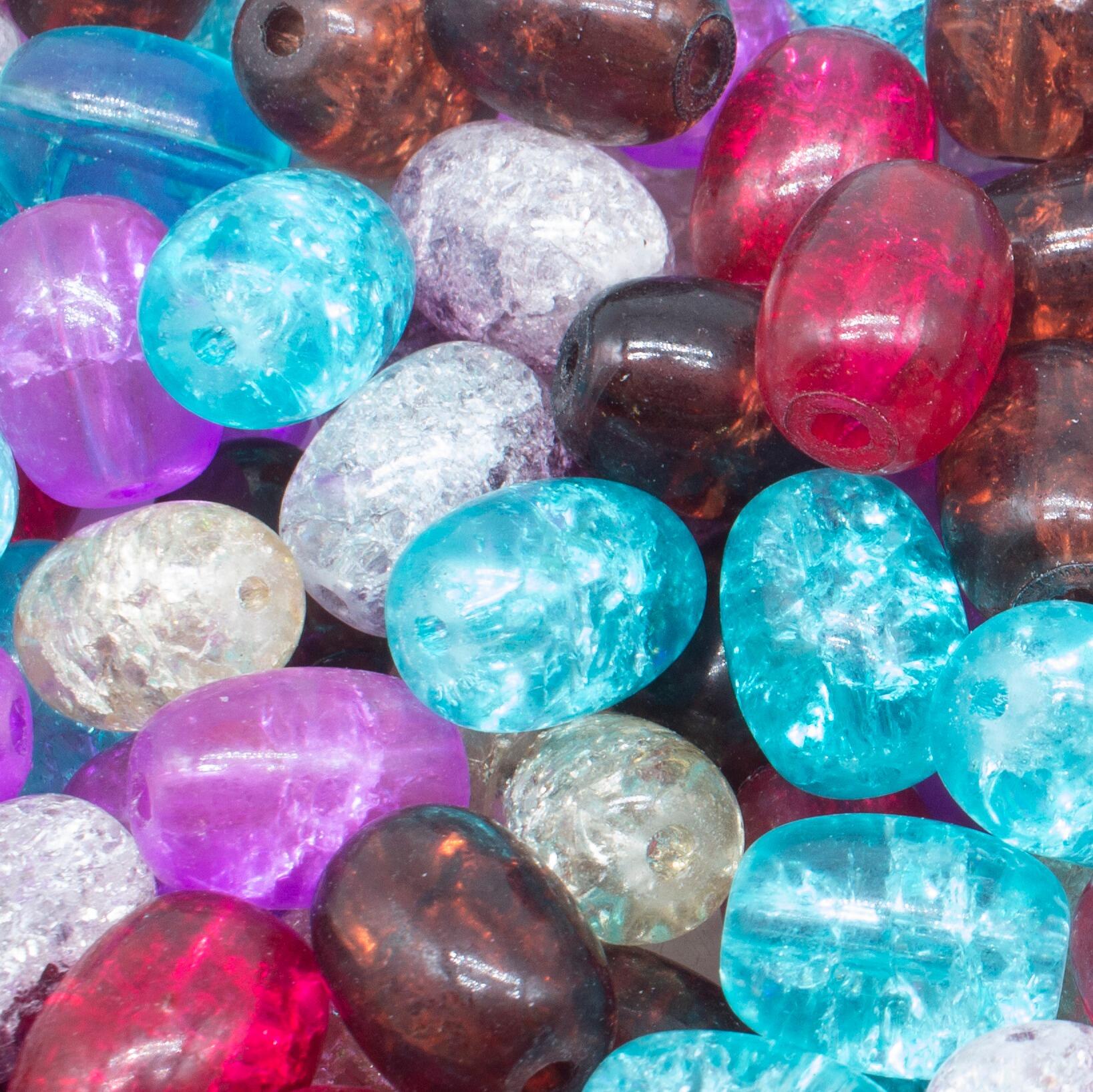 Crackle Barrel Beads 12x16mm Mixed 25pcs for jewellery making