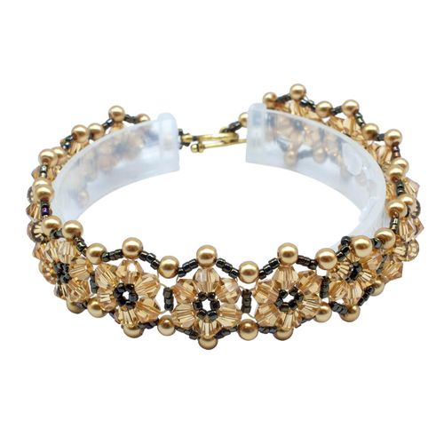Crystal Flower Bracelet Makes 2 gold bracelet making kit — DIY set with beads and instructions for creating handmade jewelry