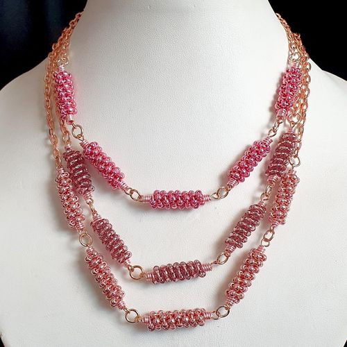Miranda Coiled Bead Necklaces rose gold necklace making kit — DIY set with beads and instructions for creating handmade jewelry