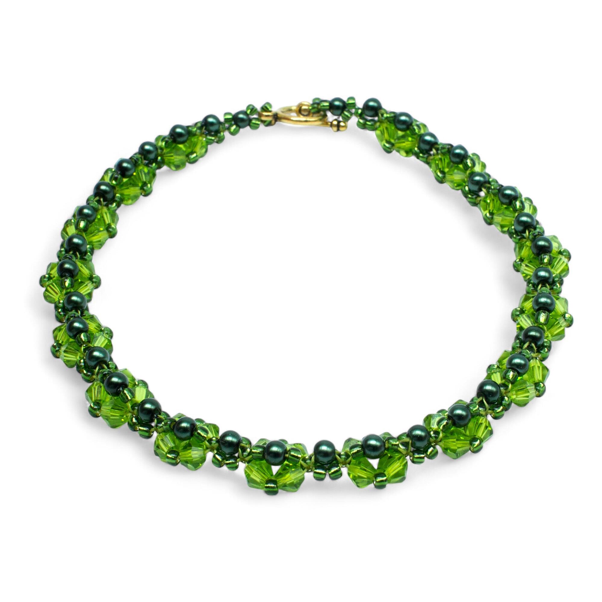 Kassia Diamond Bracelet Makes 2 olive green bracelet making kit — DIY set with beads and instructions for creating handmade jewelry