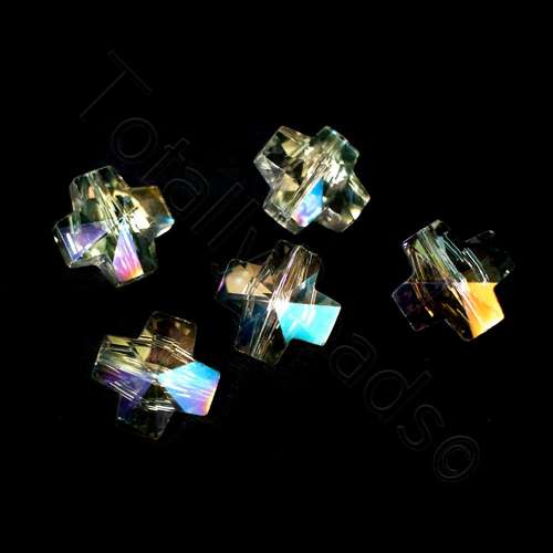 14mm crystal beads crystal ab 14x14mm, pack of 8 — AB finish, faceted for jewelry making and beadwork