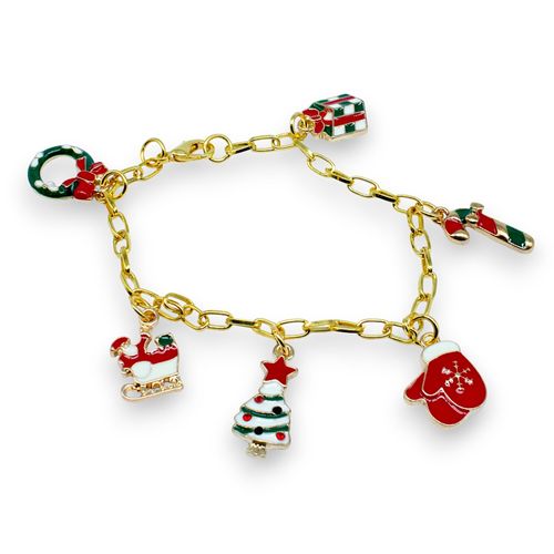 Festive Enamel Charm Bracelet Makes 3 gold bracelet making kit — DIY set with beads and instructions for creating handmade jewelry